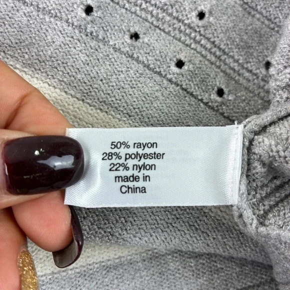 Lane Bryant Women's V-Neck Striped Short Sleeve Sweater Top Gray White 22/24 - Picture 5 of 8